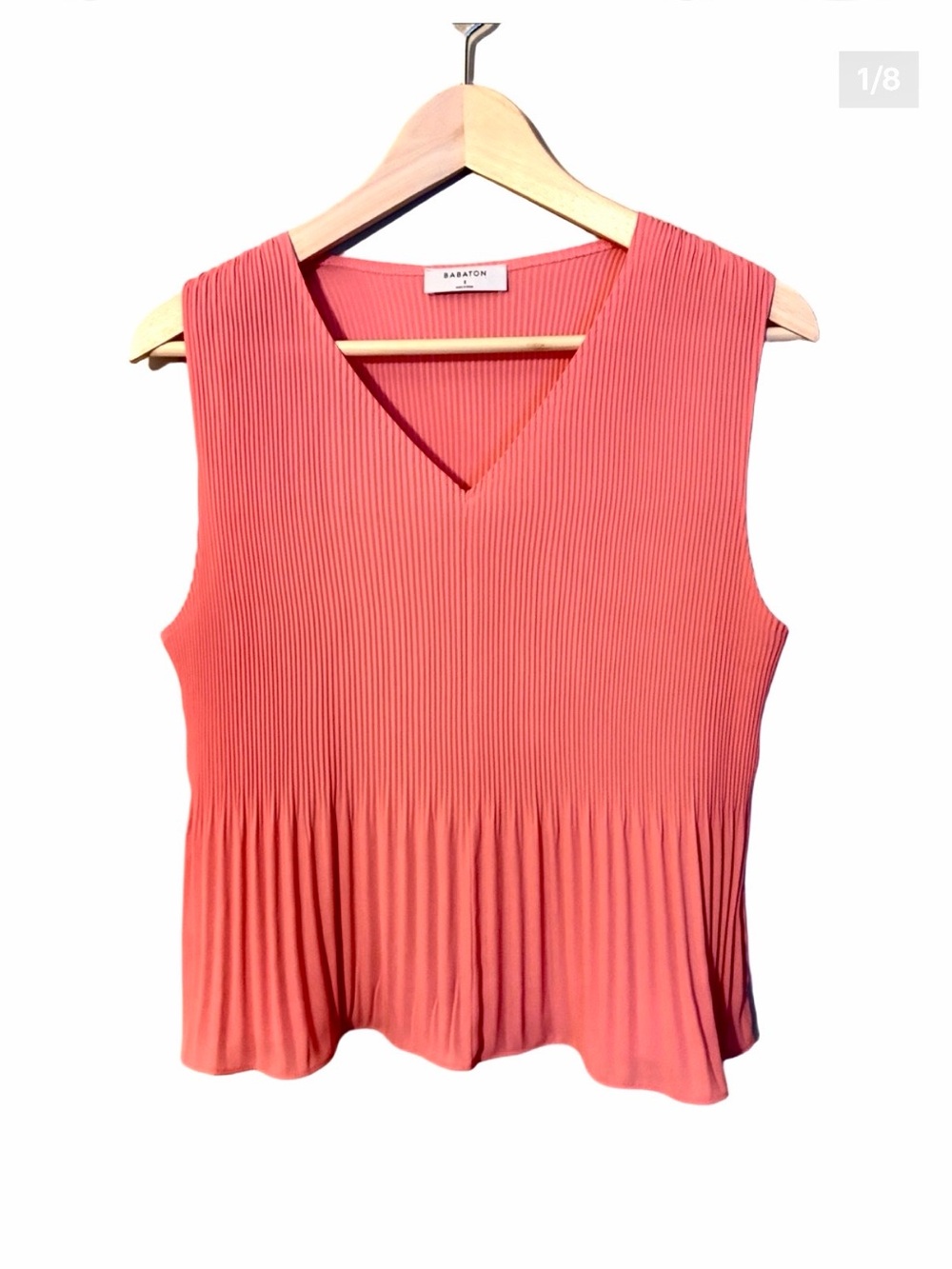 Aritzia Babaton Coral Pleated V-Neck Tank Top